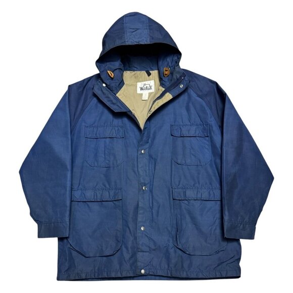 Woolrich Navy Hooded Raincoat - Picture 1 of 8